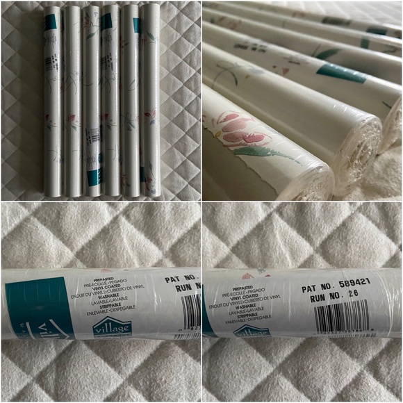 Vintage Floral Double Roll Wallpaper Wallcoverings - Picture 9 of 16